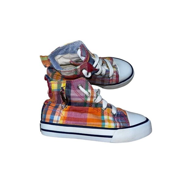Polo Ralph Lauren Big Kid Plaid Bal Harbour Hi Multi Pony 91034 Sneaker Size 9 - Picture 3 of 9